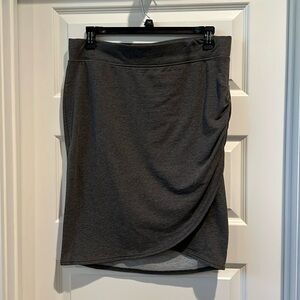 Heather gray faux wrap skirt by LOGO Lounge, sz L